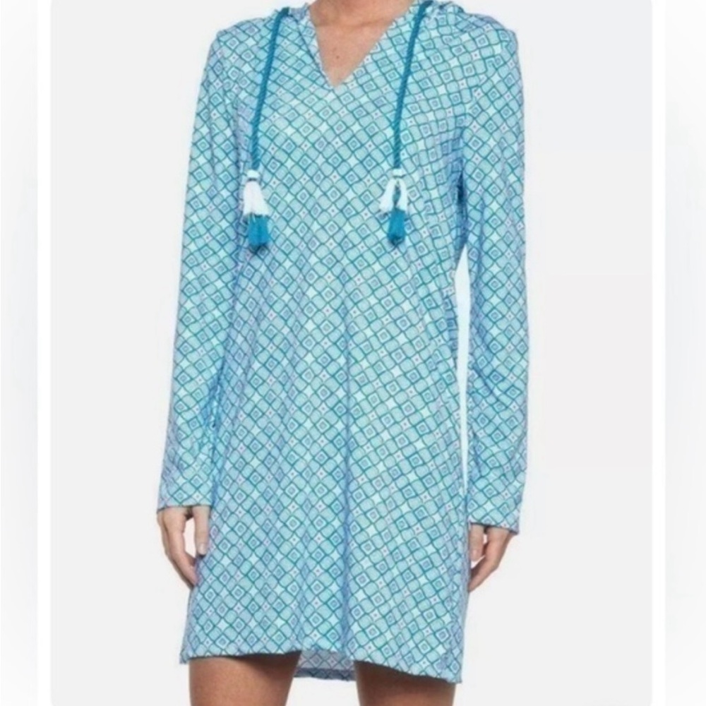 NWT Hooded Beach Cover-Up Long Sleeve UPF 50+ Dress from Cabana Life SZ M